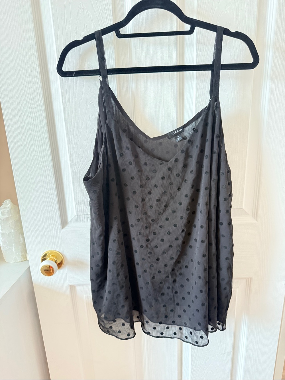 torrid Black Sheer Polka Dot Spaghetti Strap Cami